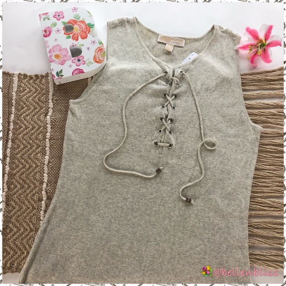 Michael Kors Tops - Michael Kors Tank Lace Up V-Neck, Size M